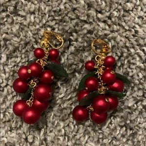 Clip on red Christmas fashion earrings